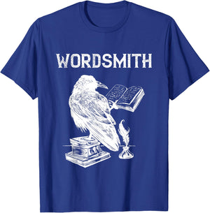 Writer Wordsmith Raven Novel Reading Writing Book Lover T-Shirt - T-Shirt | Royal
