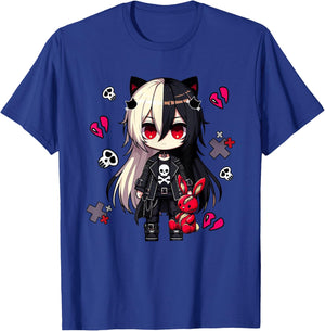 Chibi Kawaii Emo Pastel Goth Girl Anime Japanese Scary , Black, S T-Shirt - T-Shirt | Royal