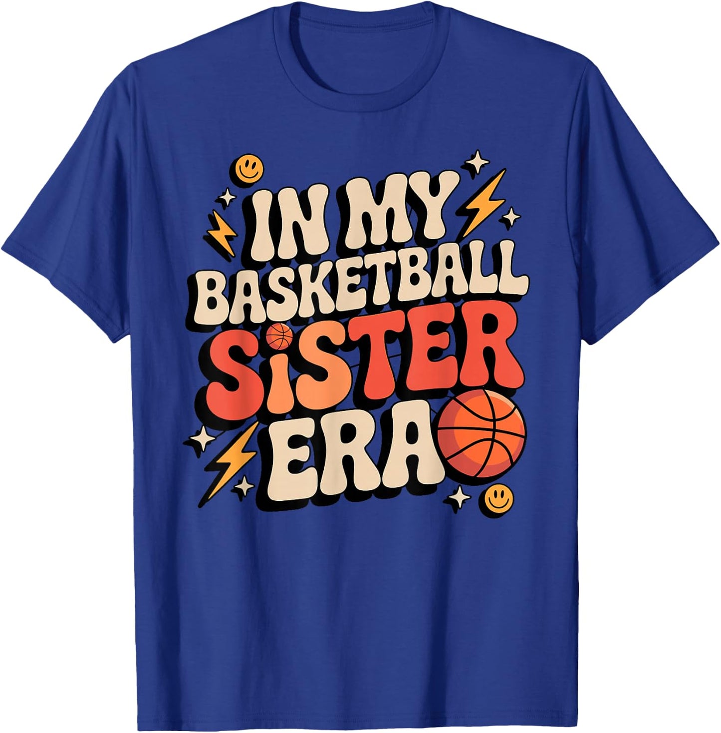 Groovy I My Basketball Sister Era Brother Player Hoops Fan T-Shirt - T-Shirt | Royal