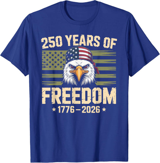 250 Years USA 1776-2026 250th Birthday America 4th July T-Shirt - T-Shirt | Royal