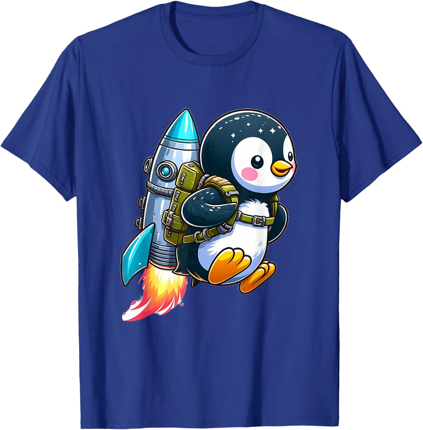 Flying Penguin with Jetpack T-Shirt - T-Shirt | Royal