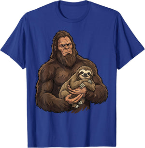 Bigfoot Holding Sloth T-Shirt - T-Shirt | Royal