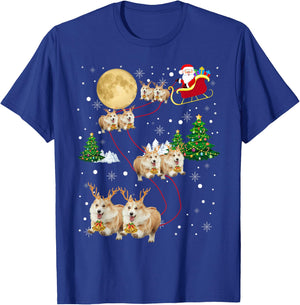 Corgi Dogs Tree Christmas Sweater Xmas Gifts For Pet Dog Women Kids T-Shirt - T-Shirt | Royal