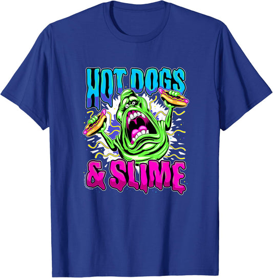 Ghostbusters Vintage Slimer Retro Hot Dogs & Slime Logo - Erwachsene und Kinder - Schwarz - S T-Shirt - T-Shirt | Royal