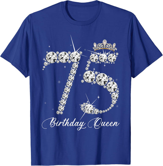 75 Year Old Its My 75th Birthday Queen Diamond Heels Crown T-Shirt - T-Shirt | Royal