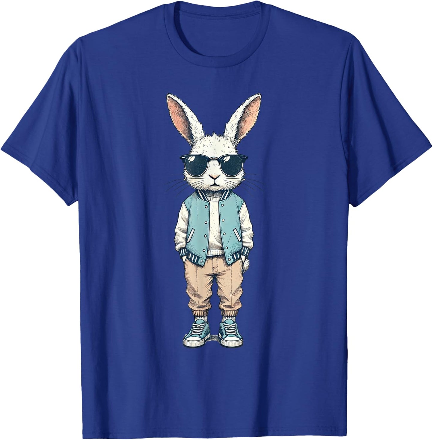 Boys Easter Shirt Bunny Rabbit with Sunglasses Kids T-Shirt - T-Shirt | Royal