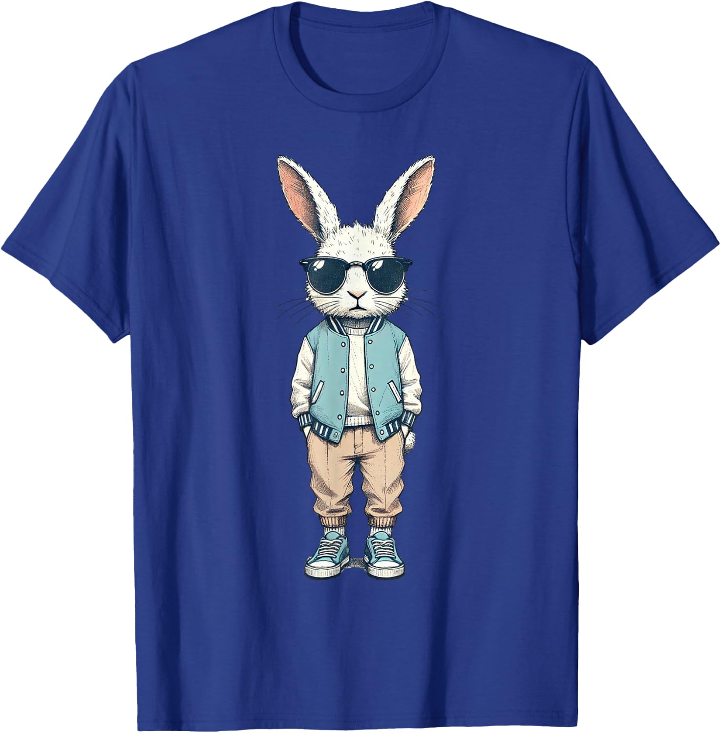 Boys Easter Shirt Bunny Rabbit with Sunglasses Kids T-Shirt - T-Shirt | Royal
