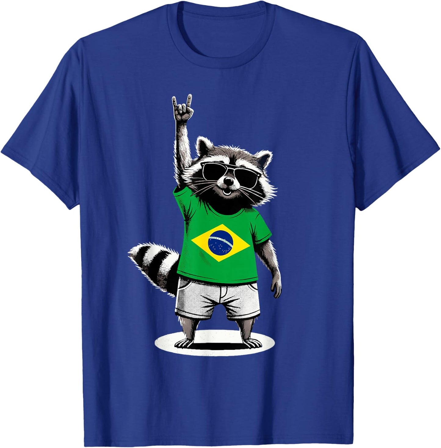 Brasilianische Flagge Waschbär Lustig Brasilien T-Shirt - T-Shirt | Royal