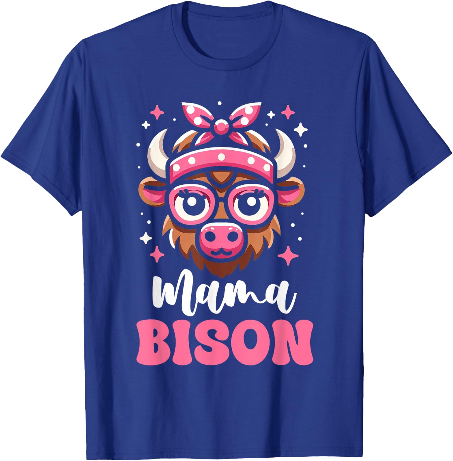 Pink Bandana Glasses Bison Mama Mother’s Day T-Shirt - T-Shirt | Royal
