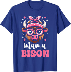 Pink Bandana Glasses Bison Mama Mother’s Day T-Shirt - T-Shirt | Royal