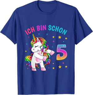 Children's 5th Birthday Girl I Am 5 Years Old Party Unicorn , black T-Shirt - T-Shirt | Royal