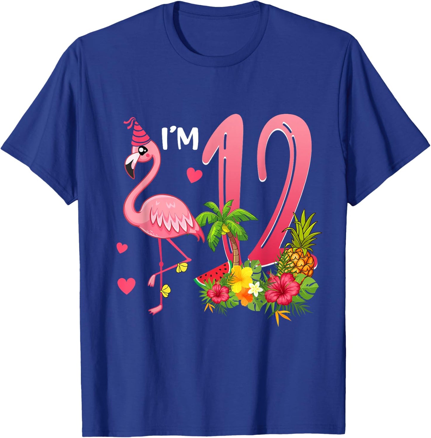 I'm 12 Year Old Flamingo Tropical Theme 12th Birthday Girl T-Shirt - T-Shirt | Royal
