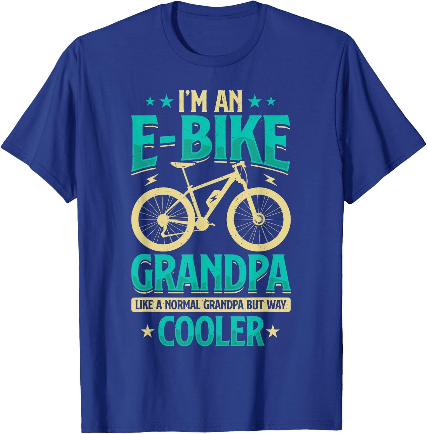Never Underestimate An Old Guy On An E-Bike Biking T-Shirt - T-Shirt | Royal