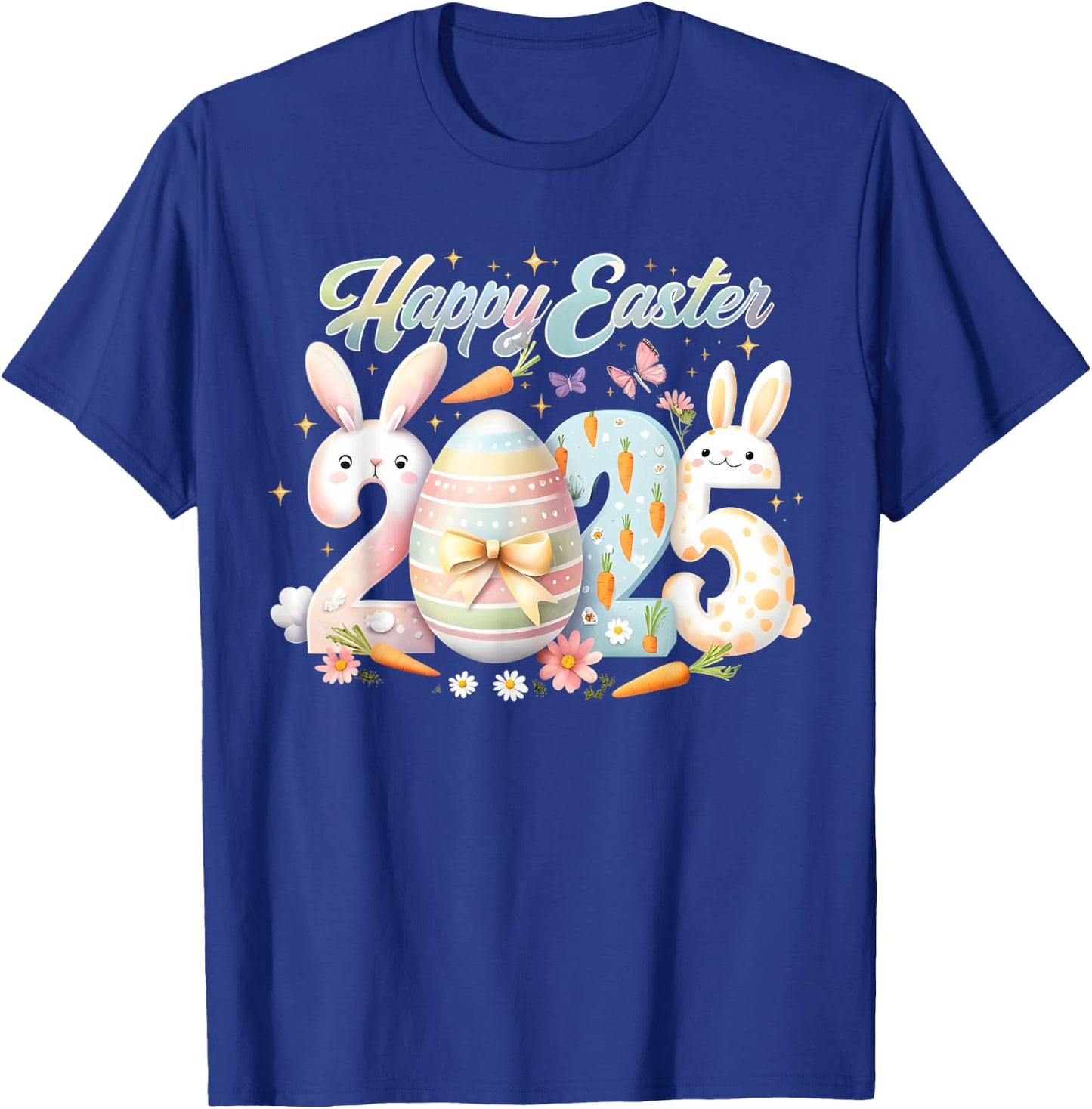 Happy Easter 2025 Bunny Rabbit Face Easter Day Women Girls T-Shirt - T-Shirt | Royal