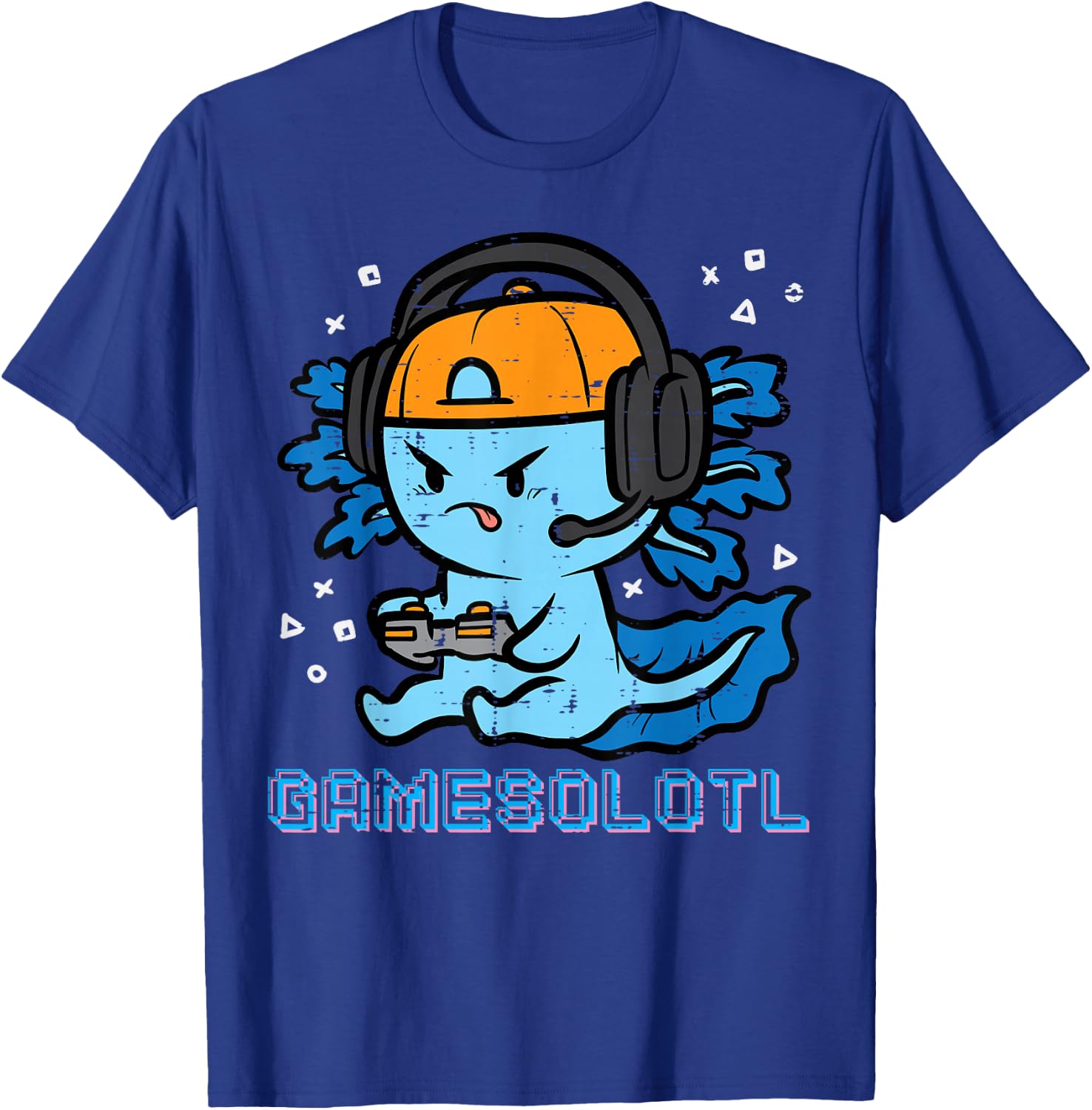 Gamer Axolotl Gamesolotl Fun Gaming Men Boys Kids Youth Teen T-Shirt - T-Shirt | Royal