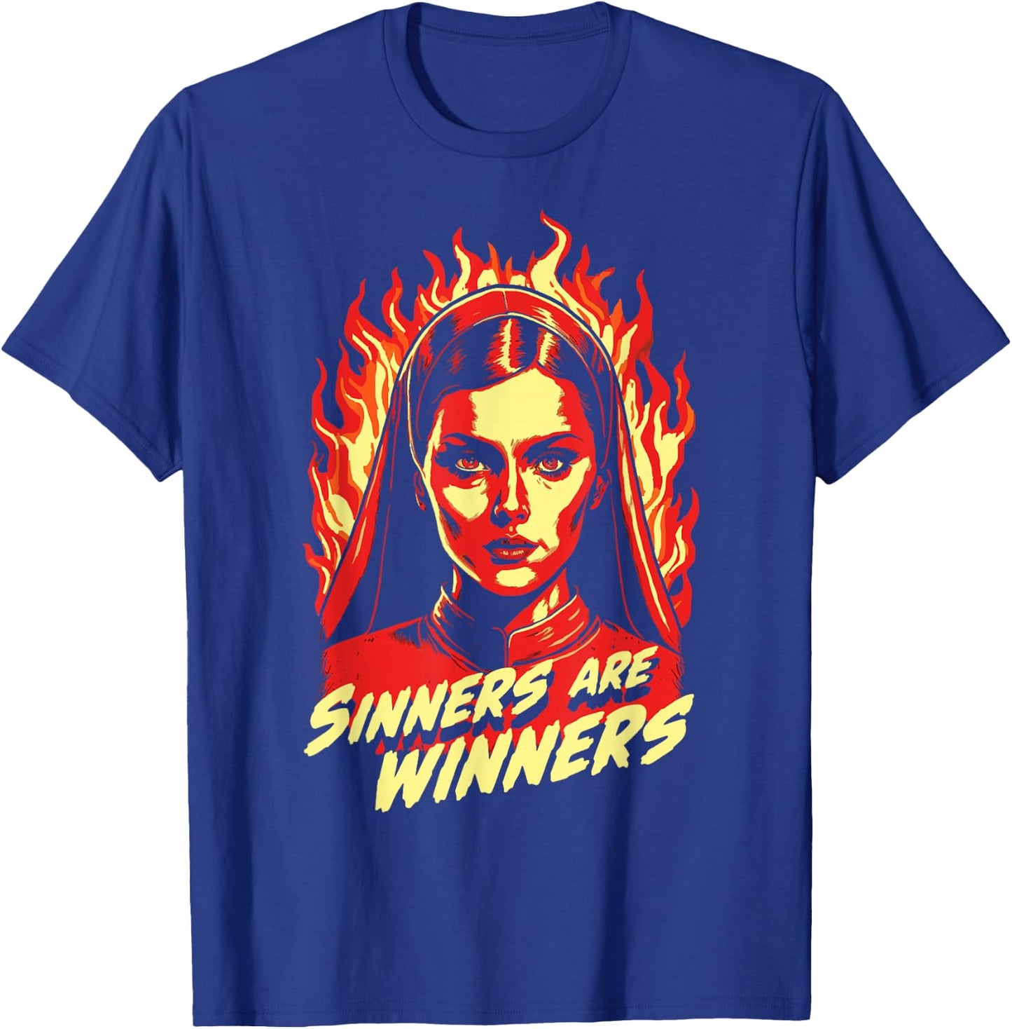 Sinners Are Winners Pretty Satanic Nun T-Shirt - T-Shirt | Royal