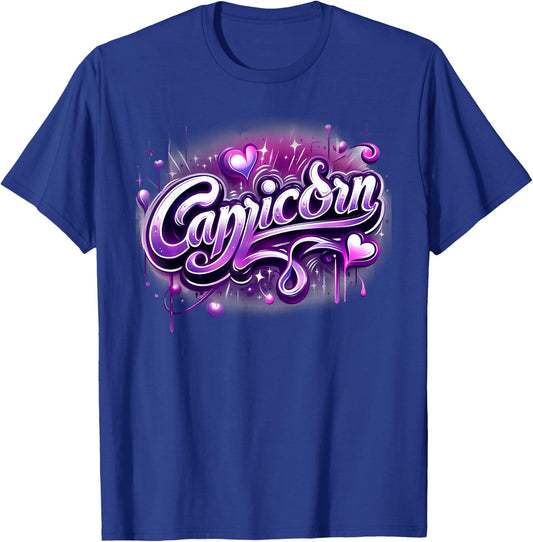 Zodiac Sign Capricorn Pink and Purple T-Shirt - T-Shirt | Royal