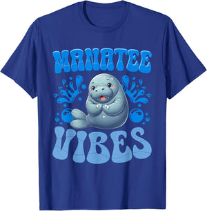 Cute Ocean Animal Manatees Lover Manatee Vibes T-Shirt - T-Shirt | Royal