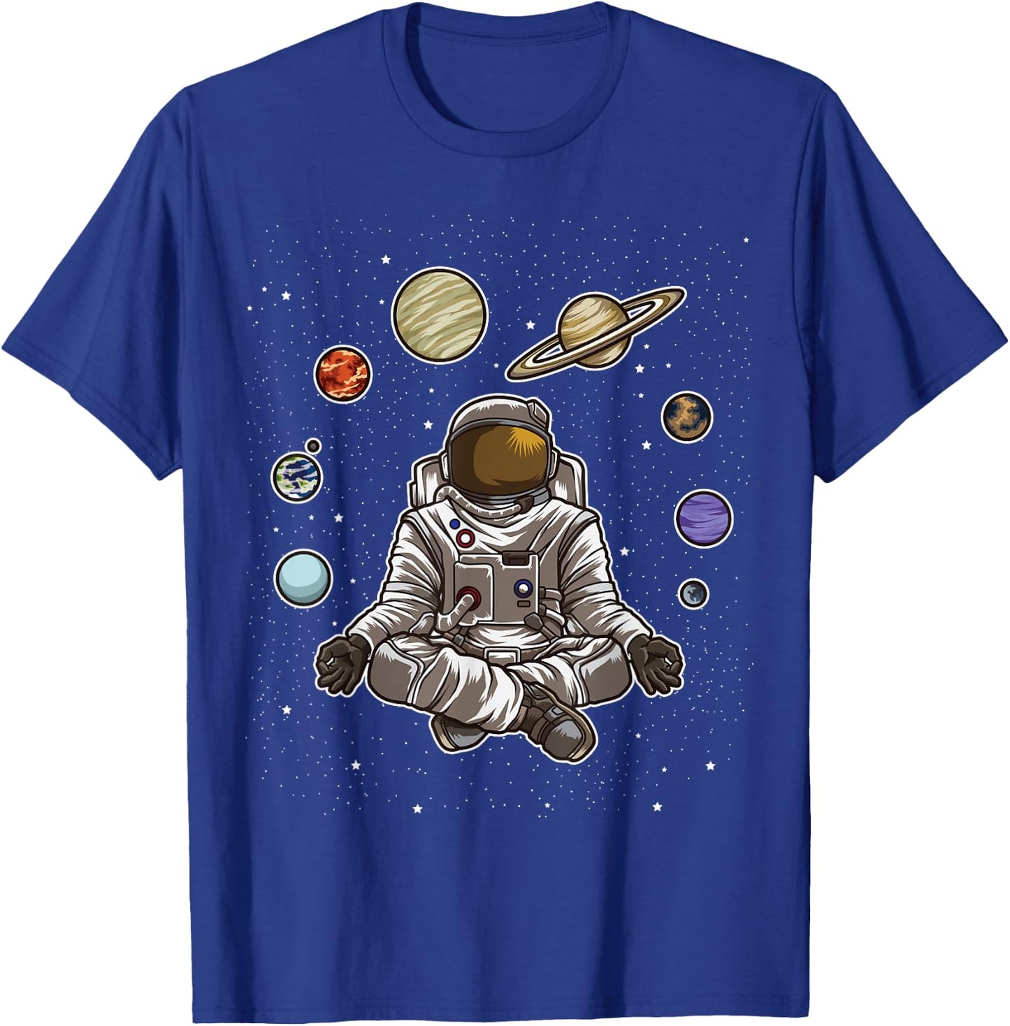 Yoga Astronaut Meditates In Space And feels The Galaxy T-Shirt - T-Shirt | Royal