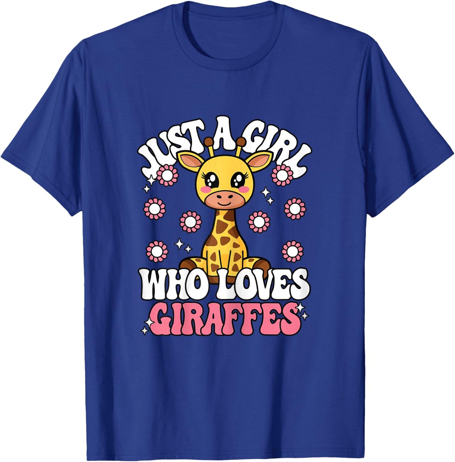 Just A Girl Who Loves Giraffes Cute Pink Wild Animal Kids T-Shirt - T-Shirt | Royal