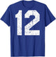 Jersey Uniform Number #12 Athletic, 12th Birthday T-Shirt - T-Shirt | Royal