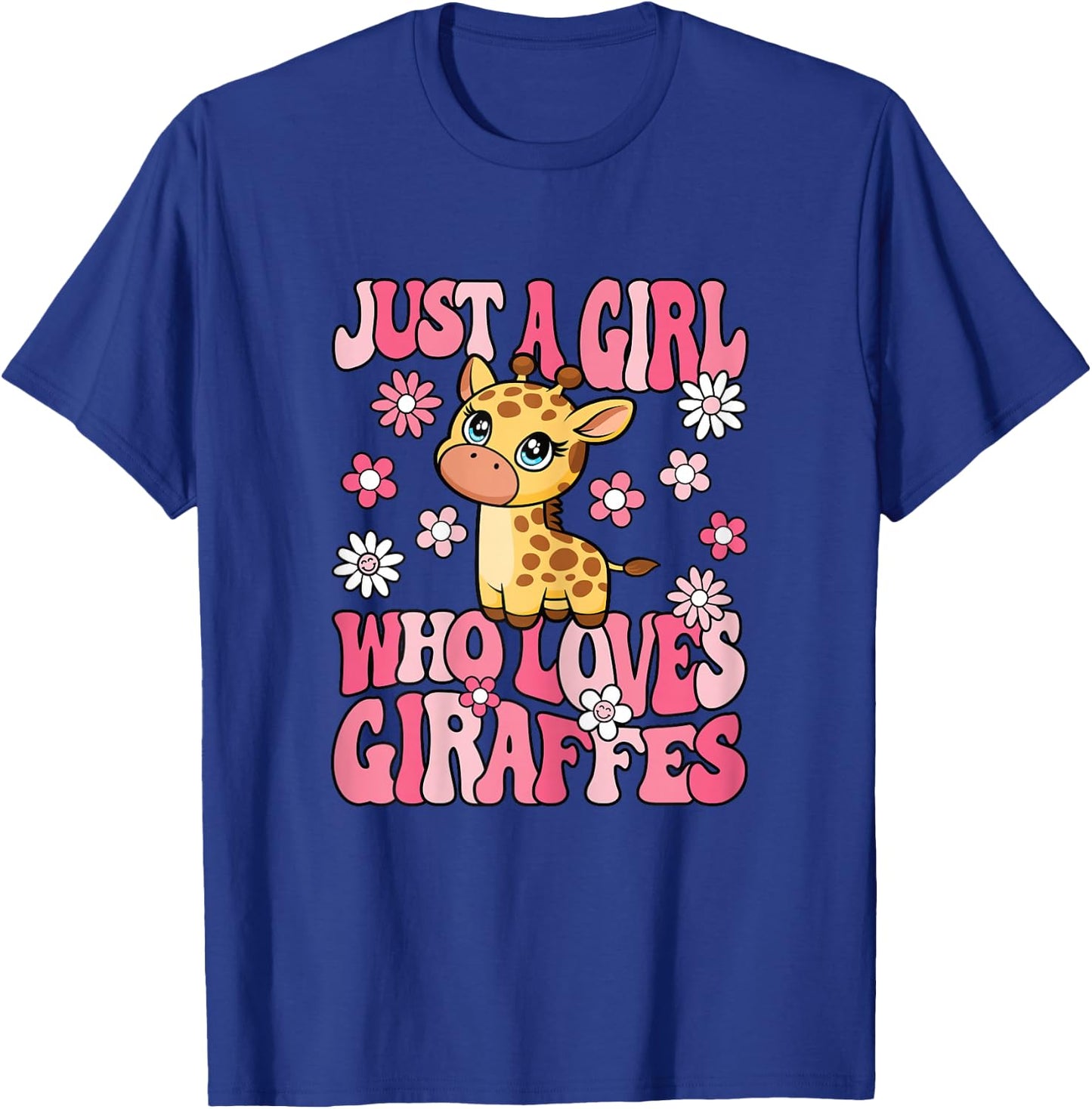 Just A Girl Who Loves Giraffes Groovy Giraffe Girls Kids T-Shirt - T-Shirt | Royal