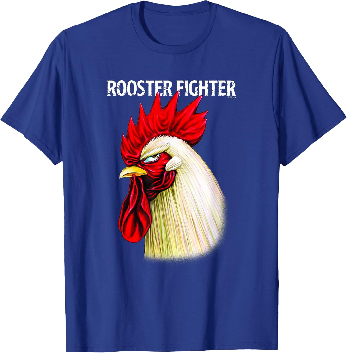 Rooster Fighter Keiji Side Profile Mean Mug Stare Down T-Shirt - T-Shirt | Royal