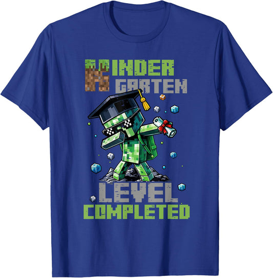 Level Completed Kindergarten Last Day of School Graduate T-Shirt - T-Shirt | Royal