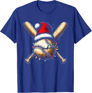 Christmas Baseball Pajama Xmas Santa Boys Girls Kids T-Shirt - T-Shirt | Royal