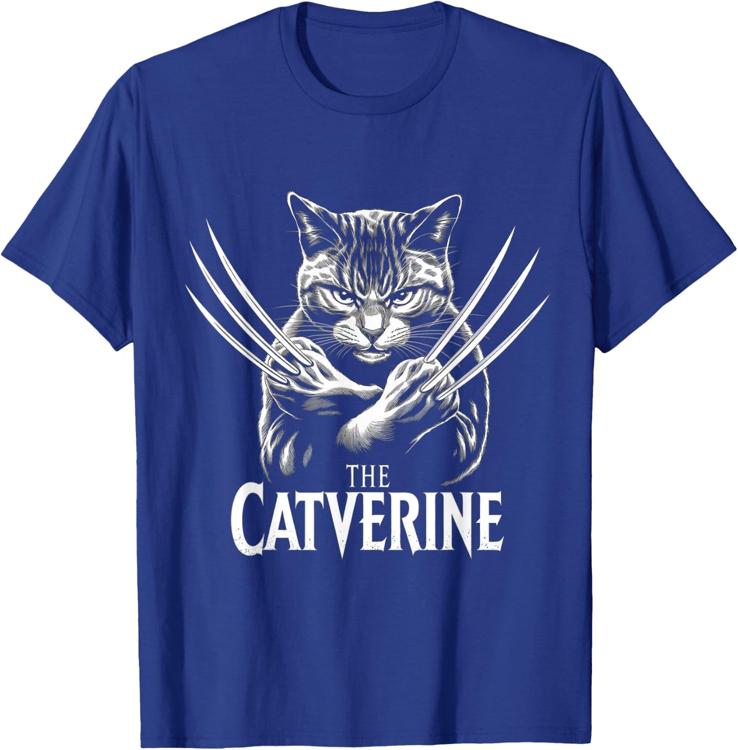 Catverine Humour Cat Man Woman Child Lovers Animals , Black, S T-Shirt - T-Shirt | Royal