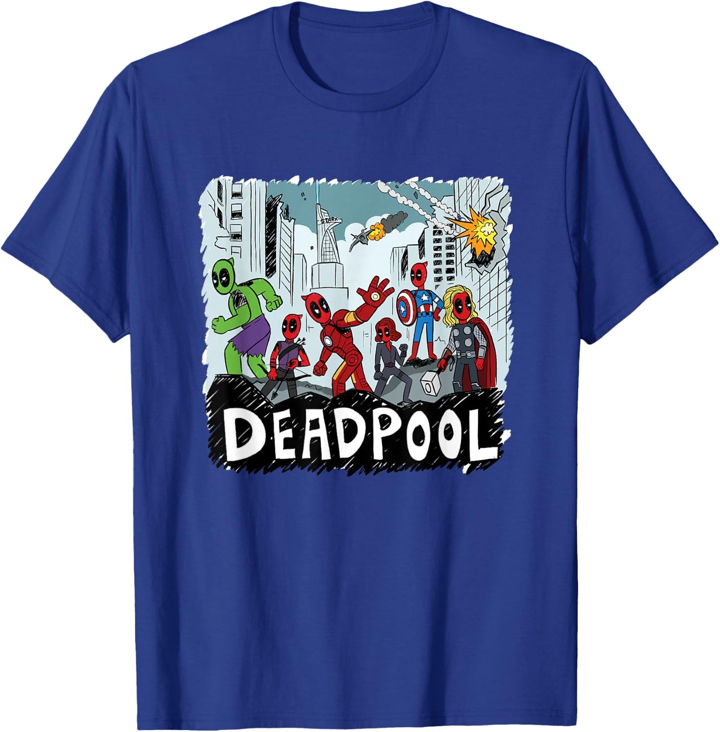Marvel Deadpool & Wolverine Deadpool Avengers Assemble! T-Shirt - T-Shirt | Royal