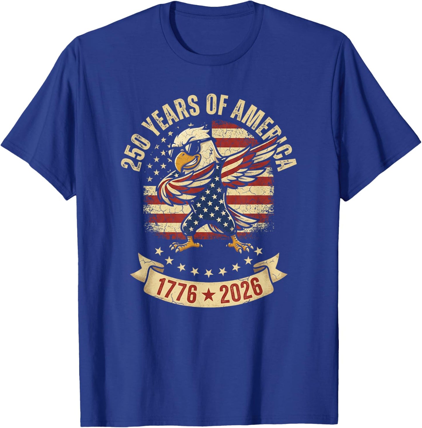 250 Years of America Dabbing Eagle 1776 2026 4th of July T-Shirt - T-Shirt | Royal