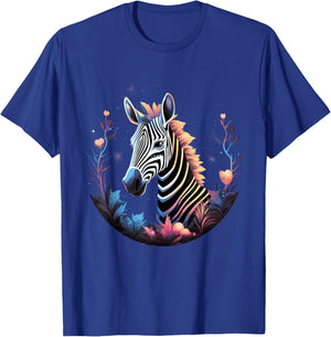 Zebra Floral Portrait African Animal Lovers Wildlife Safari T-Shirt - T-Shirt | Royal