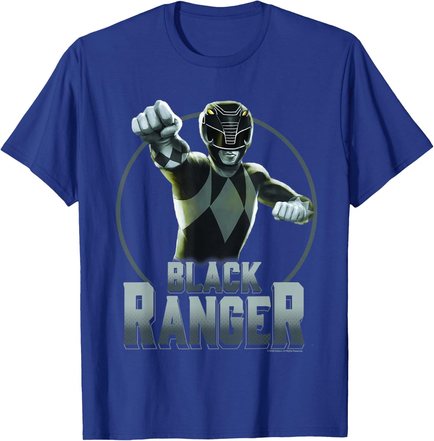 Power Rangers Black Ranger Karate Action Circle Portrait V2 T-Shirt - T-Shirt | Royal