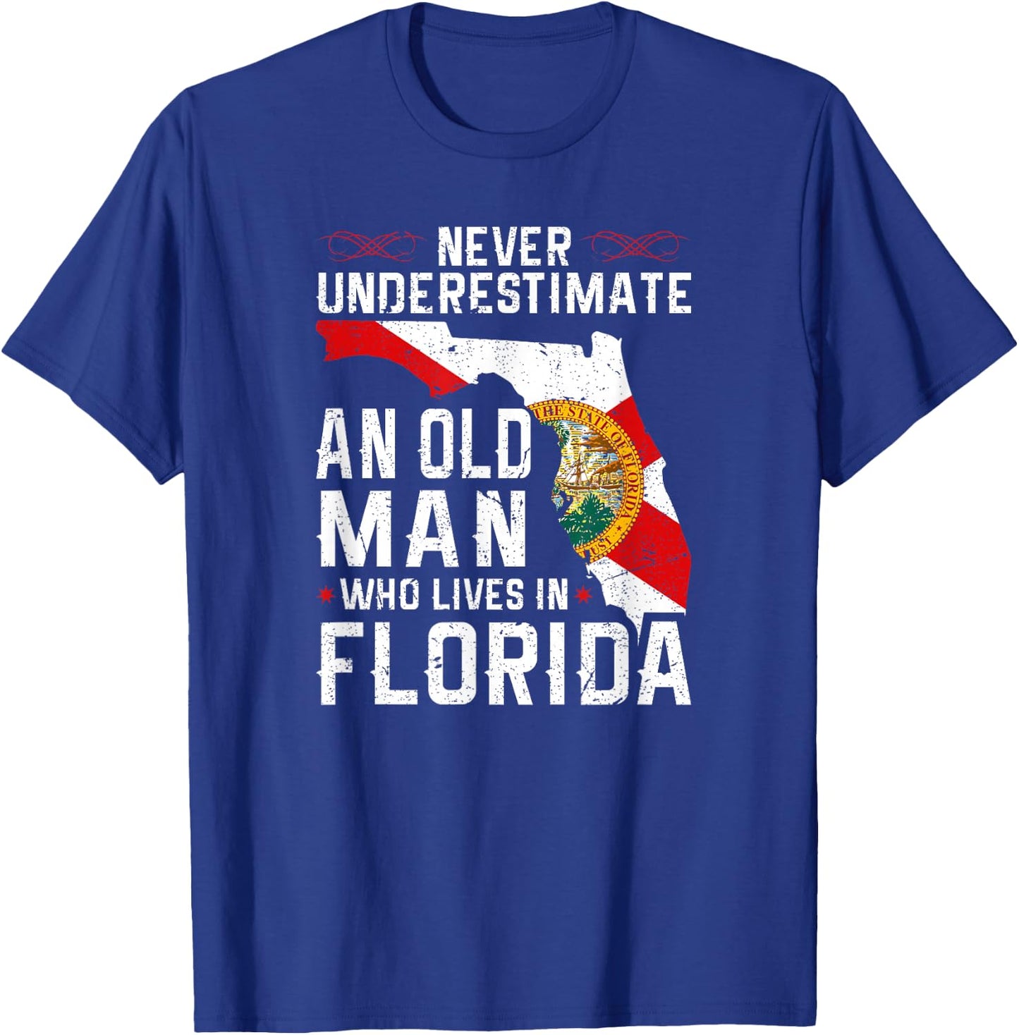 Flag Florida Home Old Man Flo Grown T-Shirt - T-Shirt | Royal