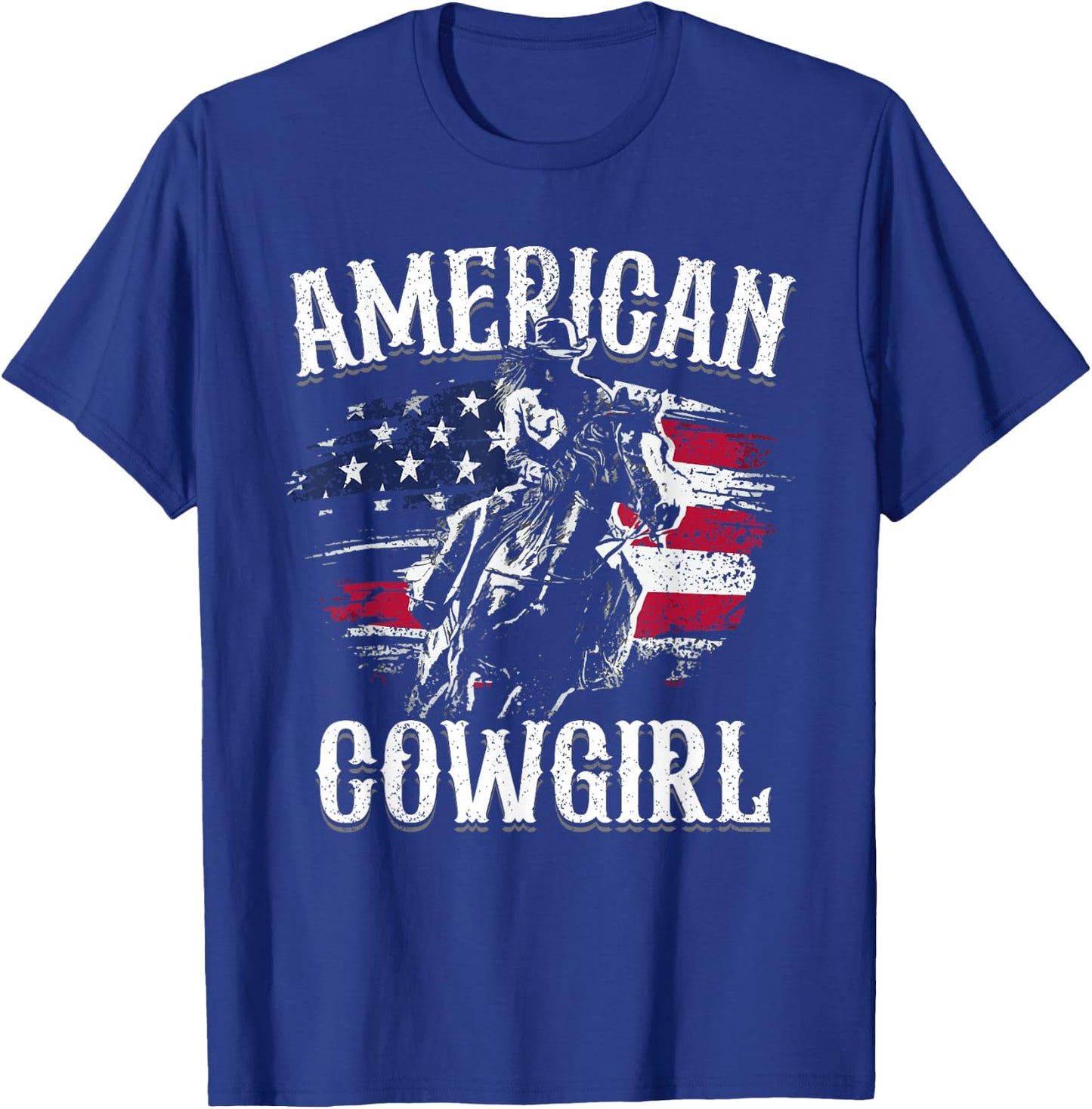 American Cowgirl Rodeo Barrel Racing Horse Riding Girl Gift T-Shirt - T-Shirt | Royal