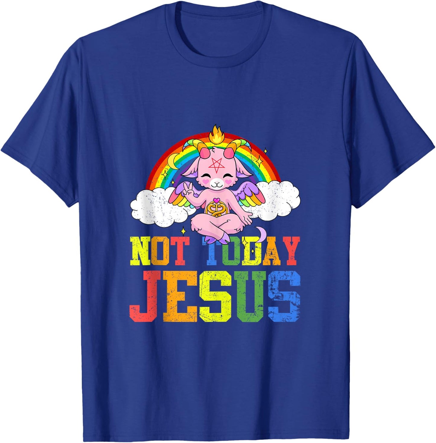 Today Not Jesus Cute Baphomet LBGT Satan Goat Gay Pride T-Shirt - T-Shirt | Royal
