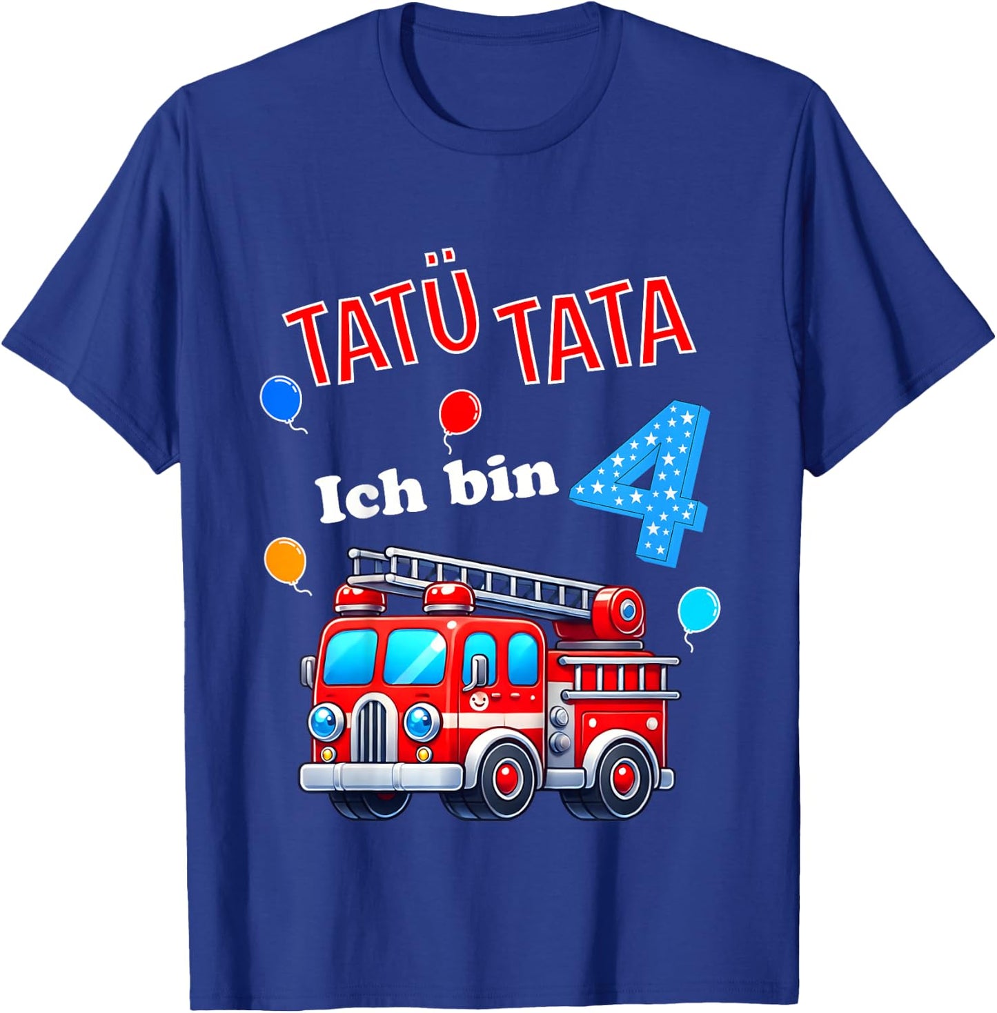 Kinder Feuerwehr Feuerwehrmann Kinder Geburtstag 4 Jahre alt Junge T-Shirt - T-Shirt | Royal