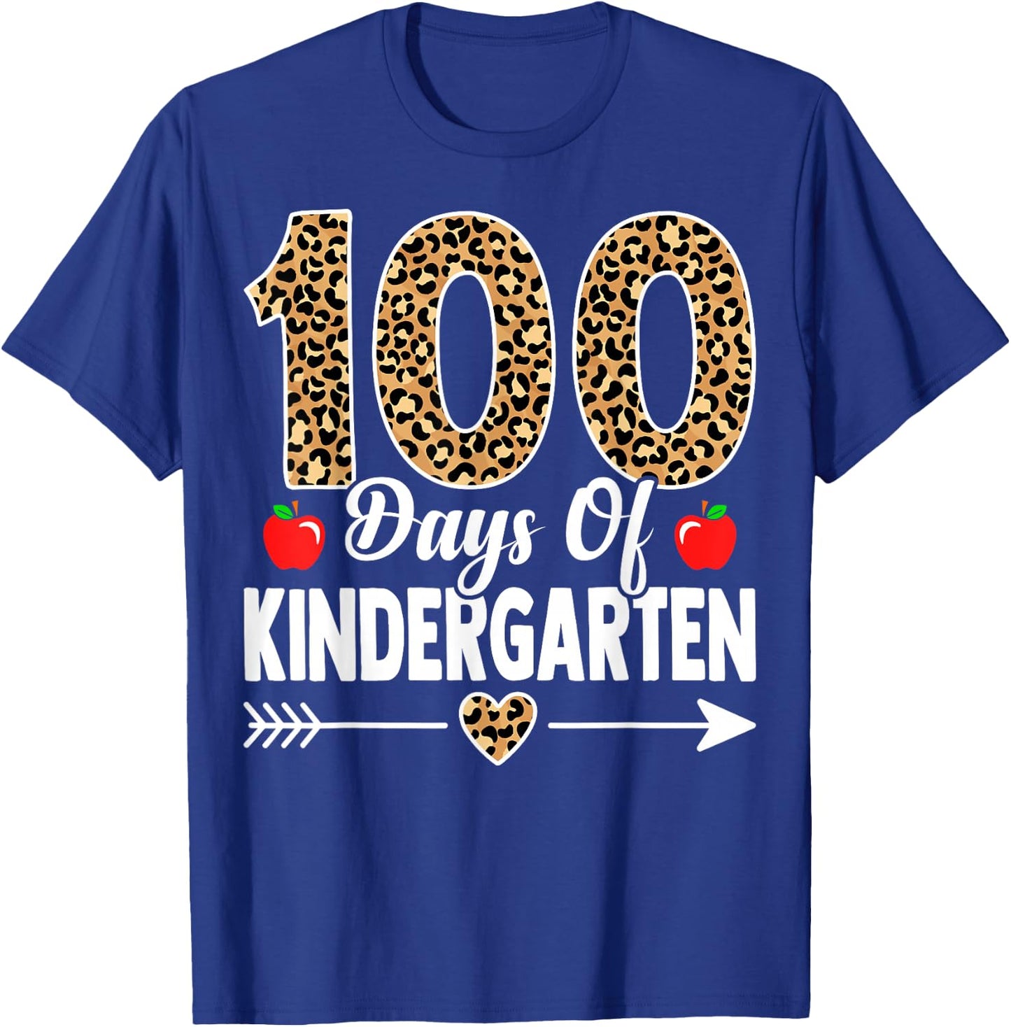 100 Days of Kindergarten Leopard 100th Day Of School T-Shirt - T-Shirt | Royal