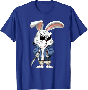 Thug Bunny Holding Knife Funny Bunny Rabbit Lovers Design T-Shirt - T-Shirt | Royal