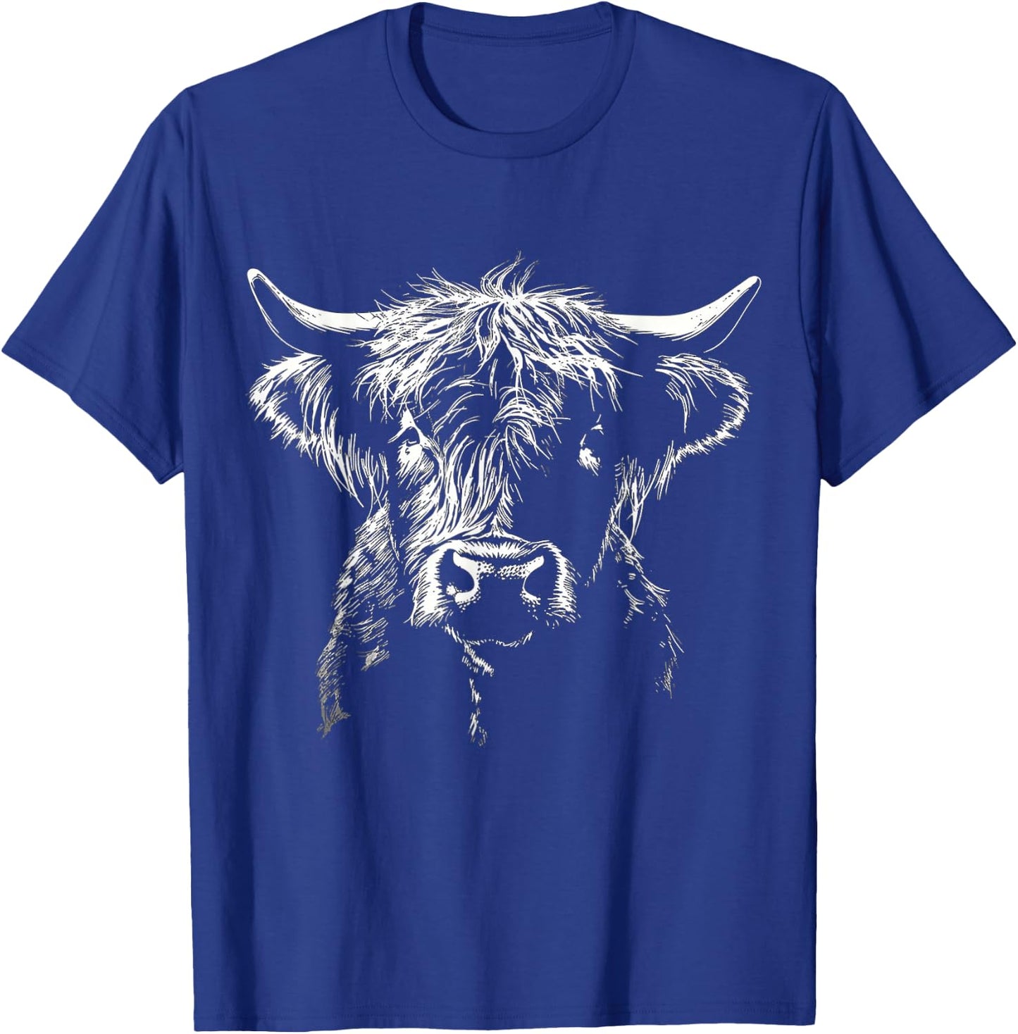 Highland Cow Art Animal Portrait Farm Graphic Highland Cow T-Shirt - T-Shirt | Royal
