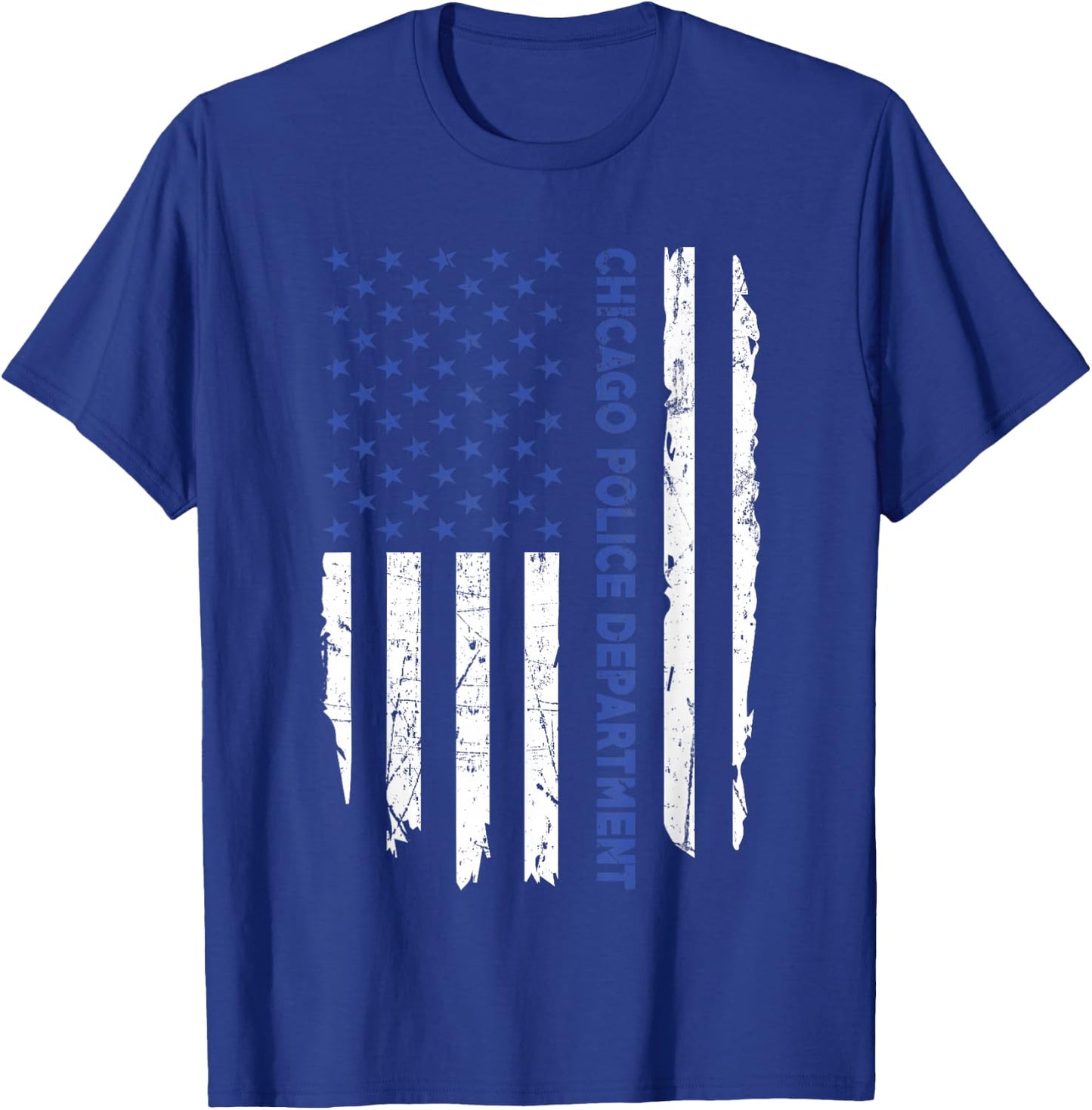 Chicago Police Officer American Flag Thin Blue Line Women Men T-Shirt - T-Shirt | Royal
