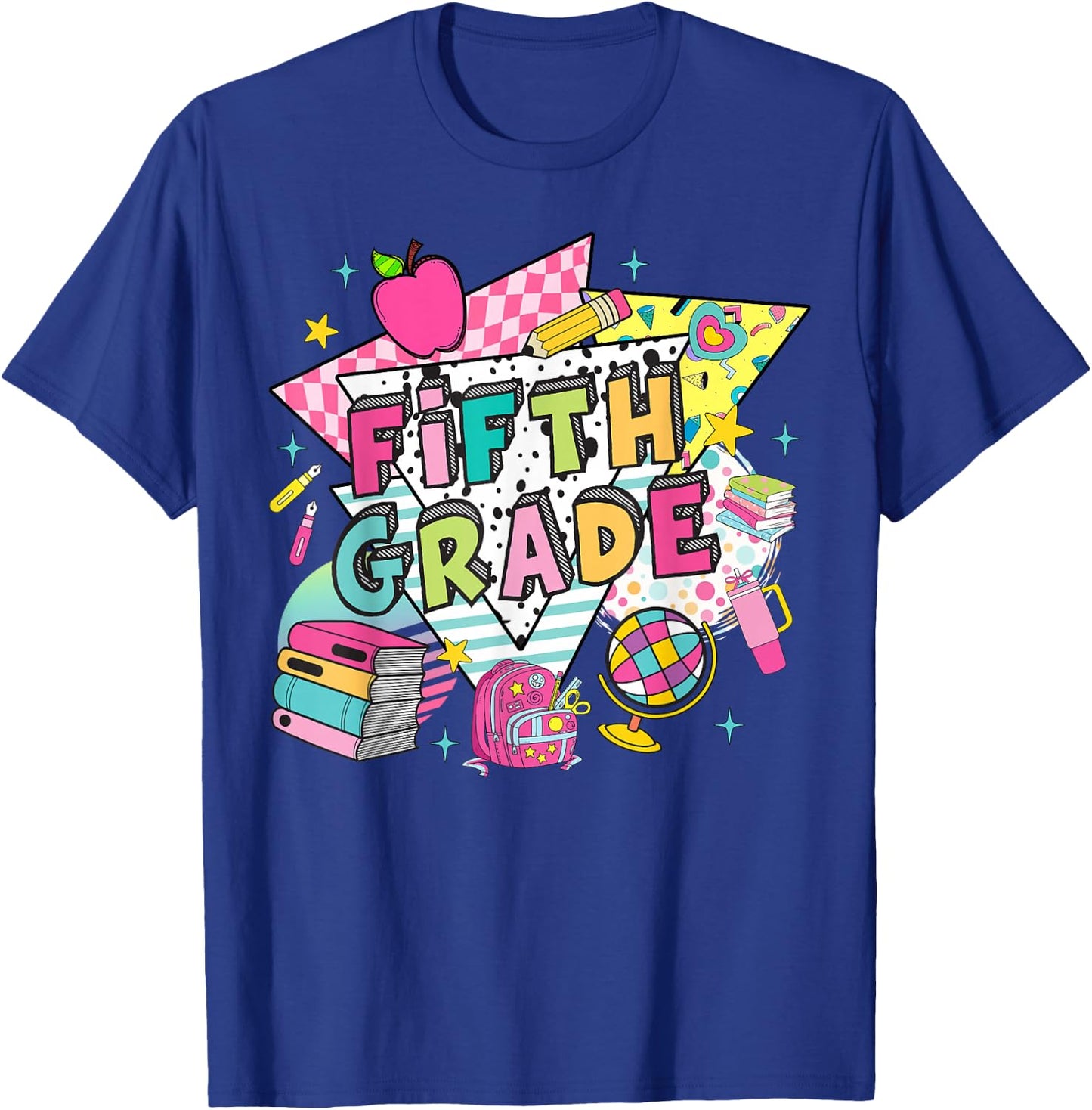 Fifth Grade Teachers Students Retro 90s Back To School T-Shirt - T-Shirt | Royal