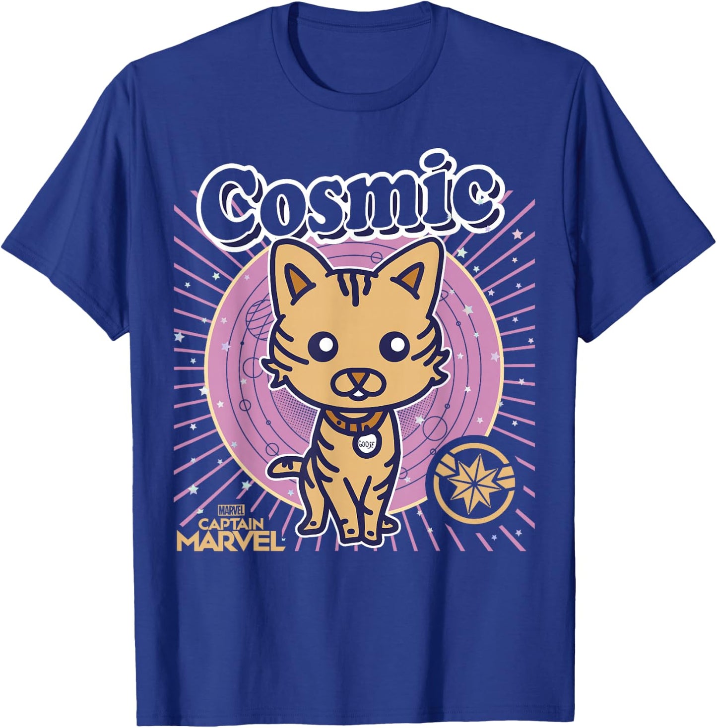Marvel Captain Marvel Cartoon Goose Cosmic Line Art T-Shirt - T-Shirt | Royal