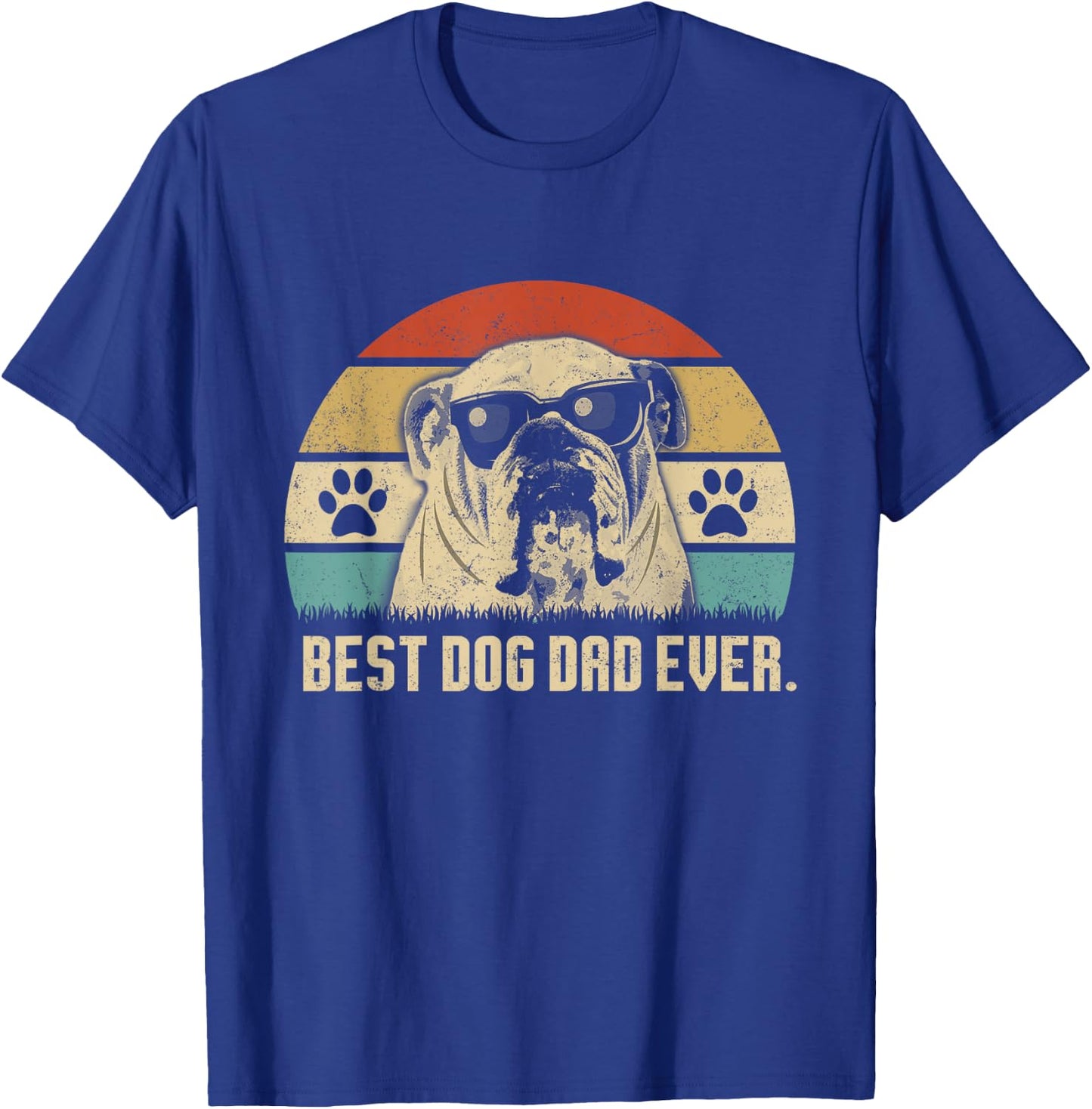 Vintage Best English Bulldog DAD Ever shirt Fathers Day Gift Men T-Shirt - T-Shirt | Royal