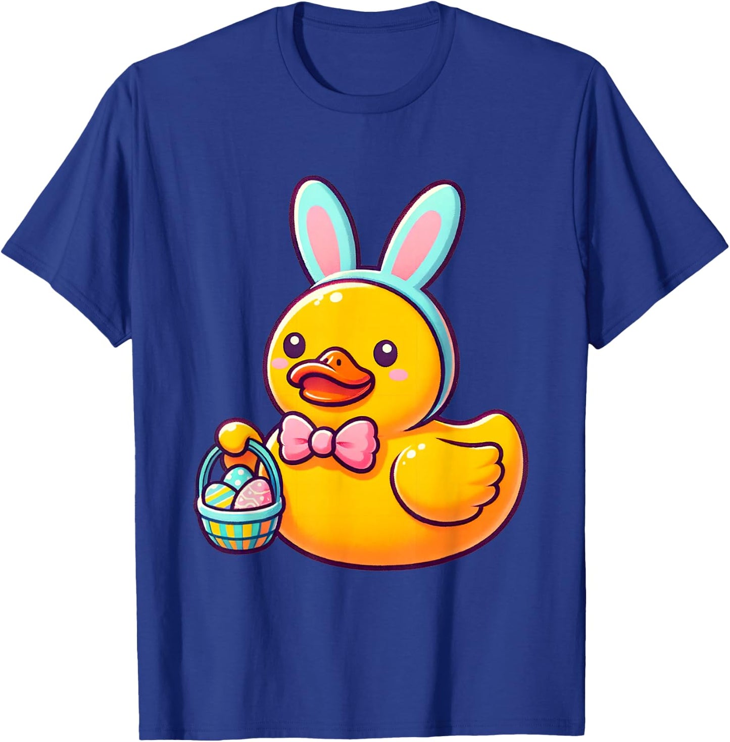 Easter Rubber Duck Bunny Ears Eggs Basket T-Shirt - T-Shirt | Royal