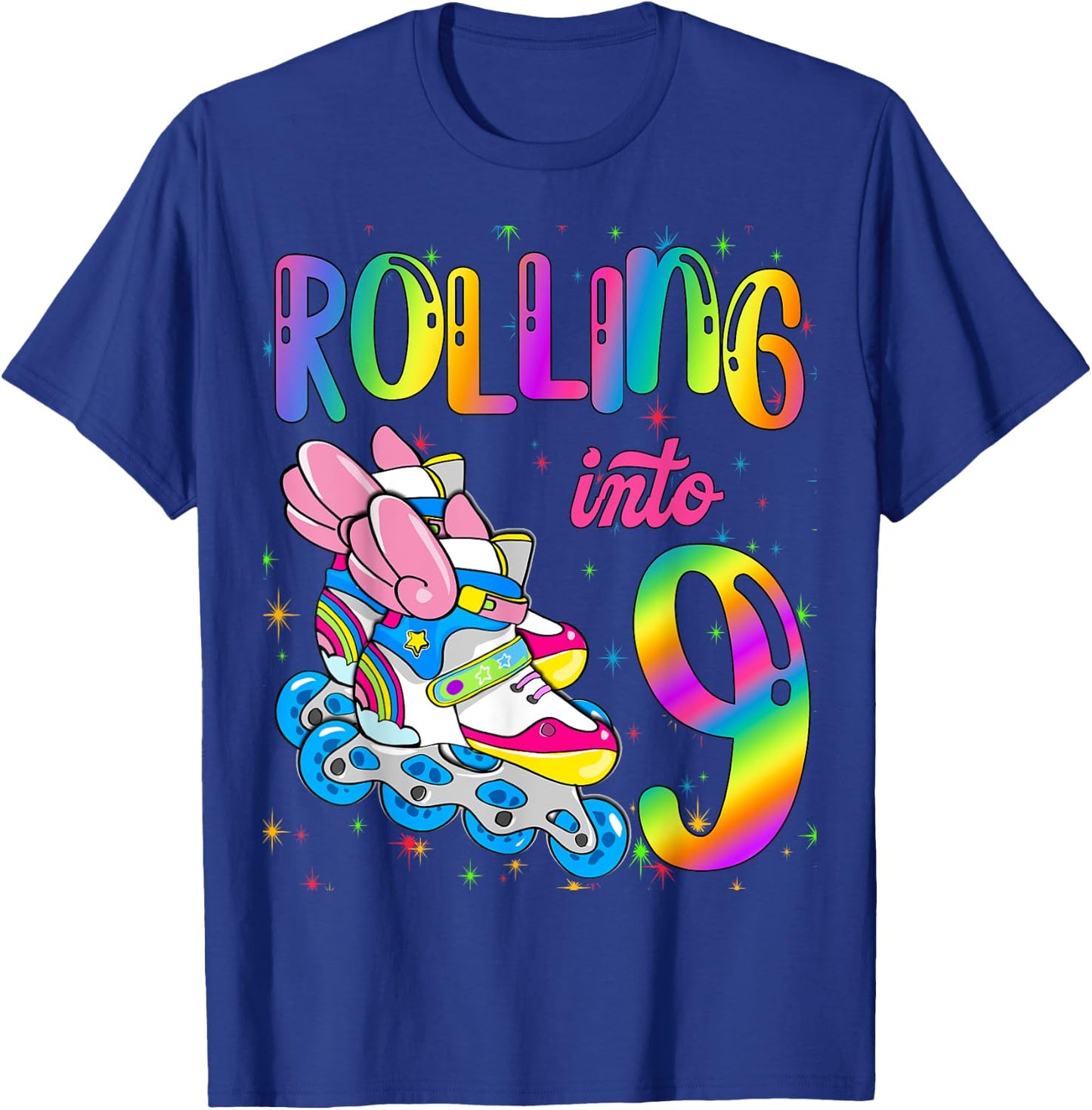 Rolling Into 9 years Let's Roll I'm Turning 9 Roller Skate T-Shirt - T-Shirt | Royal