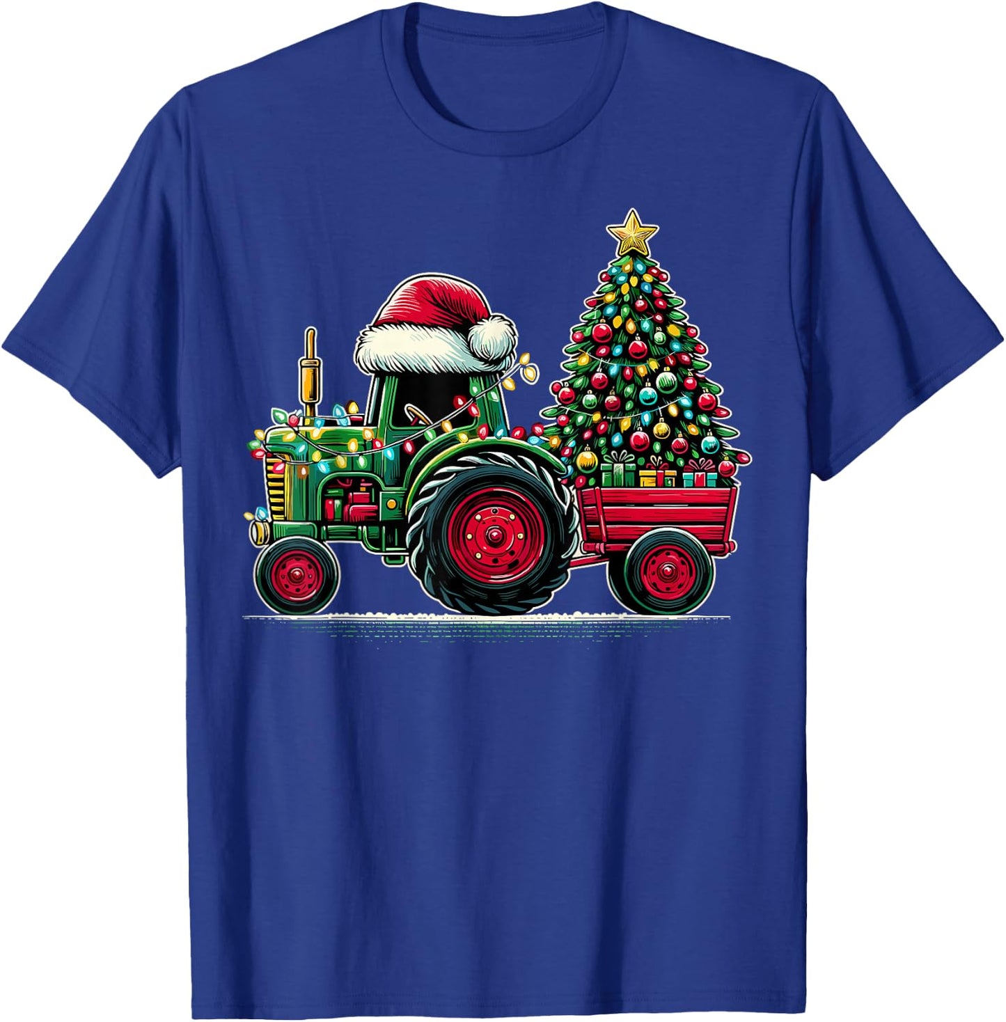 Christmas Tractor Santa Xmas Farm Truck T-Shirt - T-Shirt | Royal