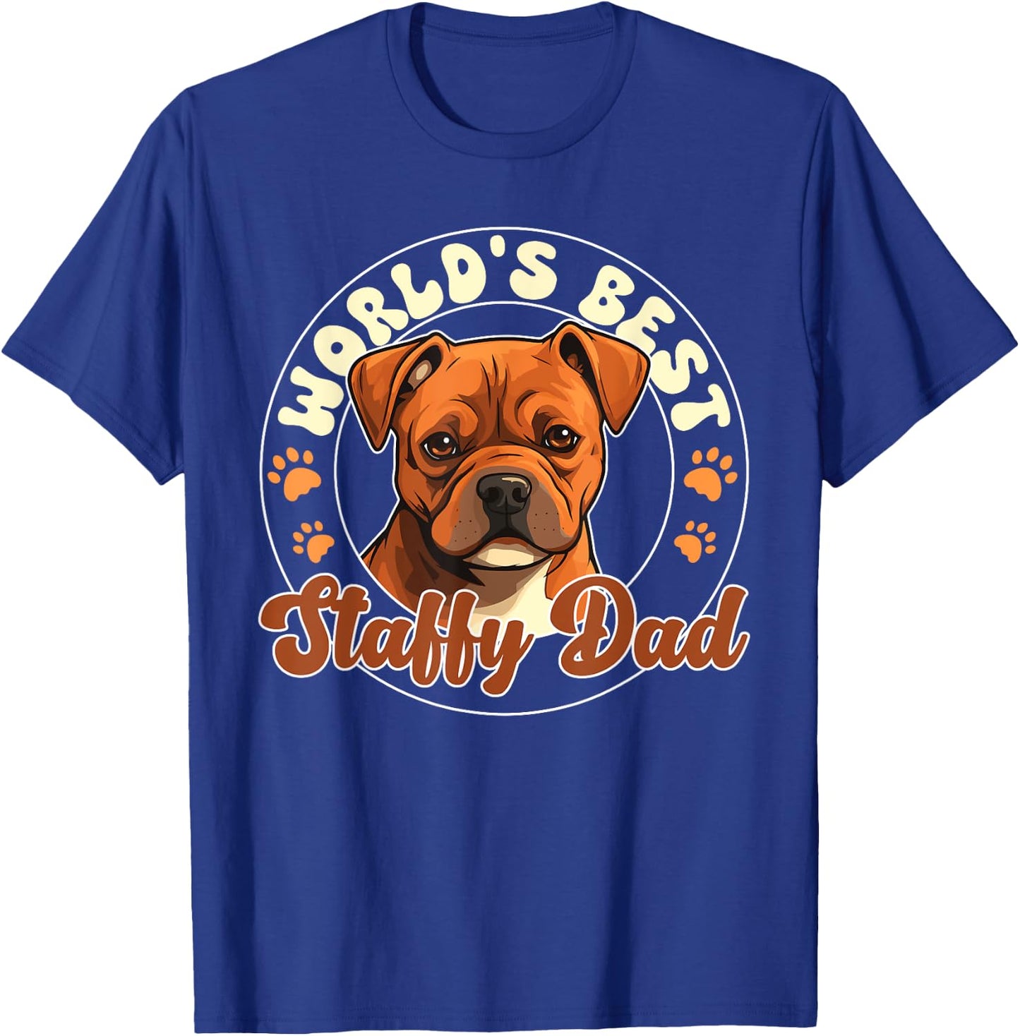 Staffordshire Bull Terrier Groovy World's Best Staffy Dad T-Shirt - T-Shirt | Royal