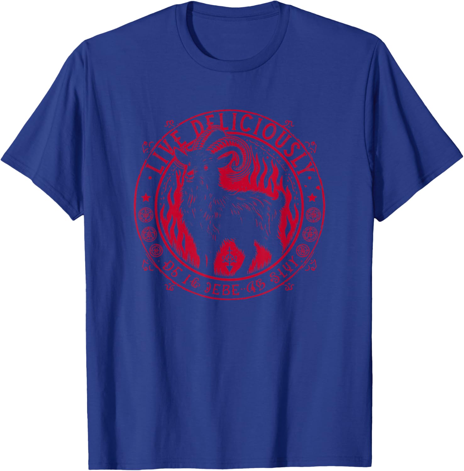 Vintage Live Deliciously Occult Goat Witch T-Shirt - T-Shirt | Royal